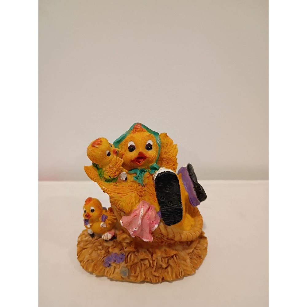 Collectable Mother Chicken Playing With Chicks Figurine